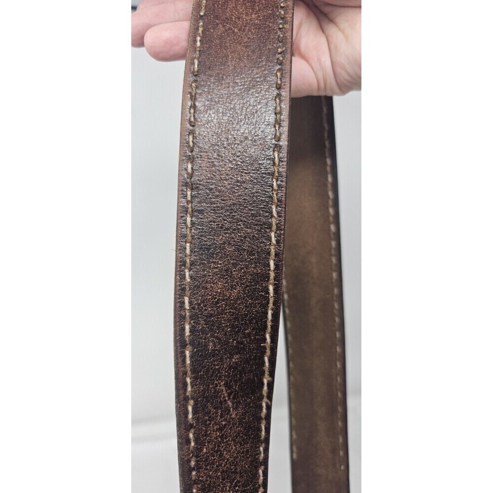 American Eagle Brown Leather Mens Belt Eagle Size 32 Y2k Classic Stitched - Picture 5 of 14